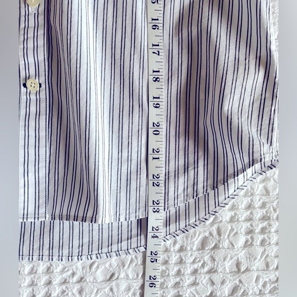 Kate Spade Embroidered Ruffle Blouse White Blue Stripe Cotton Top XS Women’s - Picture 11 of 12